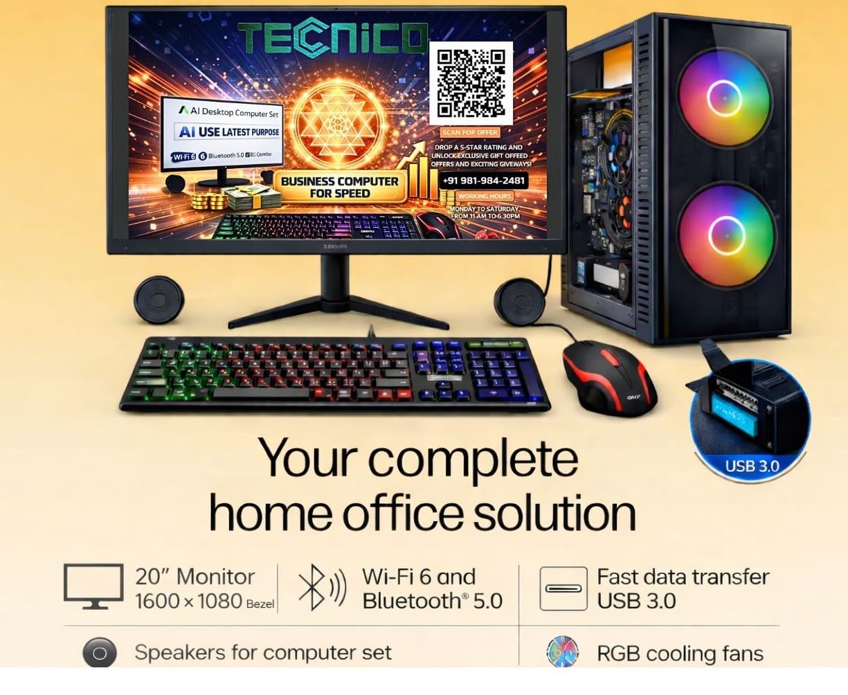 TECNICO AI Ready Desktop PC Core i5-3470 3.2GHz 20inch Monitor